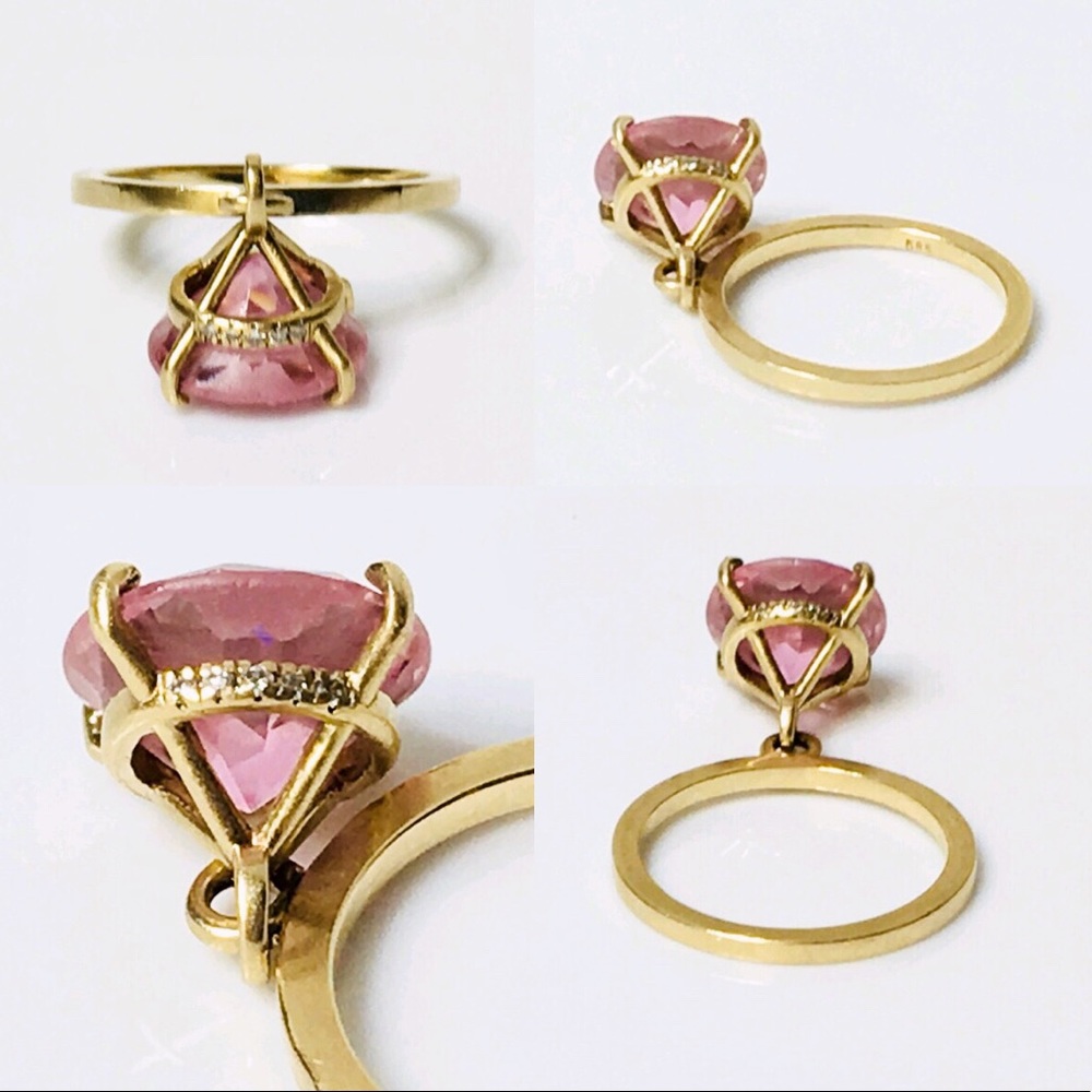 Custom Made 14k Gold Dangle Stacking Ring - Picture 4 of 8
